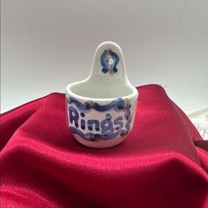 Vintage hand-painted ceramic ring holder/hanging pocket by M.A. Hadley Pottery